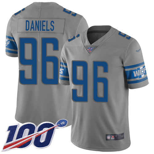 Detroit Lions Limited Gray Men Mike Daniels Jersey NFL Football #96 100th Season Inverted Legend